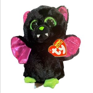 NWT TY Beanie Boo Retired Glitter Halloween Igor the Black Bat 6”
